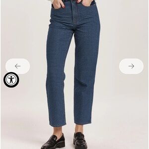 Dear John Navy Patterned Straight Leg Jeans